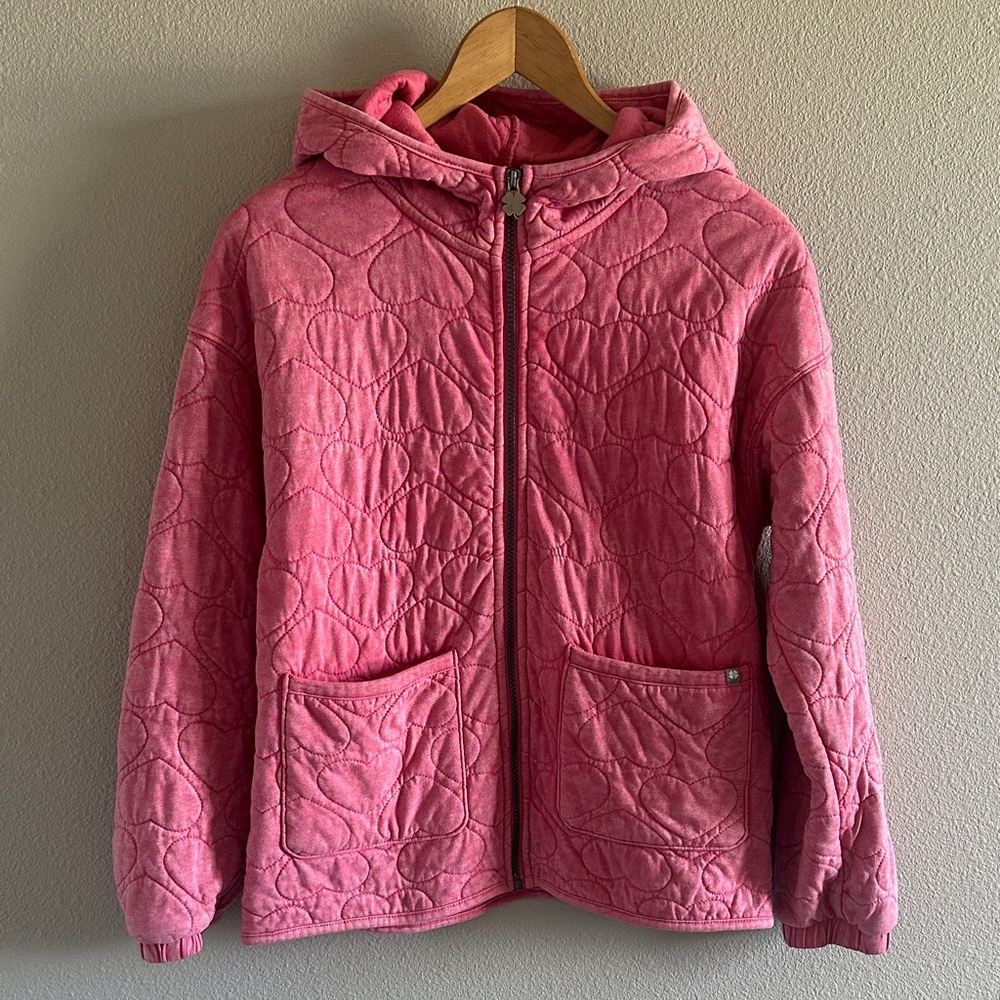 Pink Quilted Heart Hooded Sweatshirt for Kids